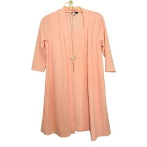 Espresso Pink Dress w/attached Cardigan & Necklace Size Medium